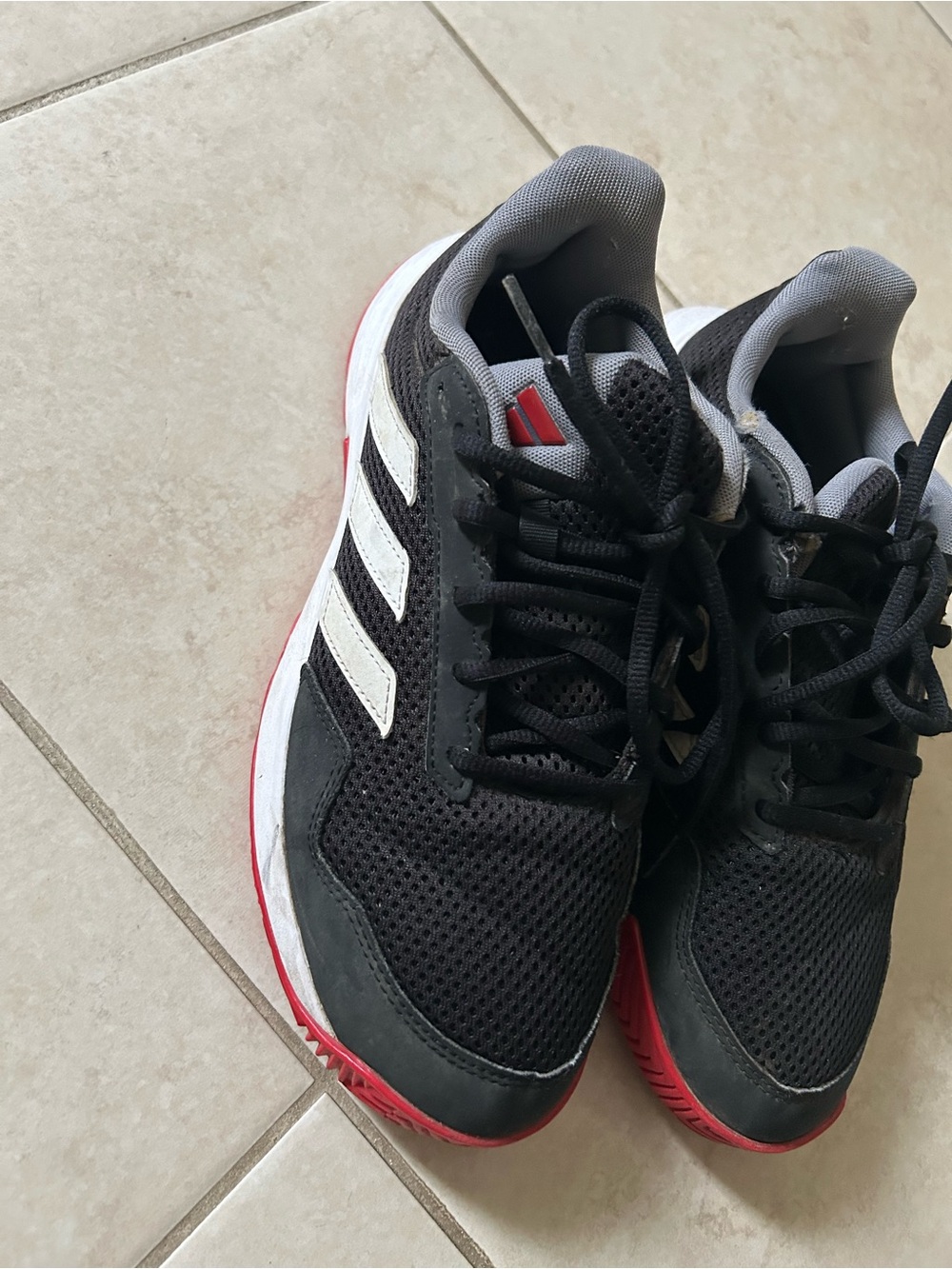 adidas Black, White and Red Kids Athletic Sneakers